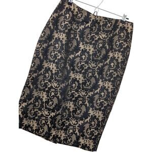NWOT! WORTHINGTON! TAPESTRY WOVEN BLACK, GOLD "NUDE" SKIRT! SZ 10
